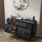 Wooden storage cabinet sideboard with multiple shelves for organized buffet storage